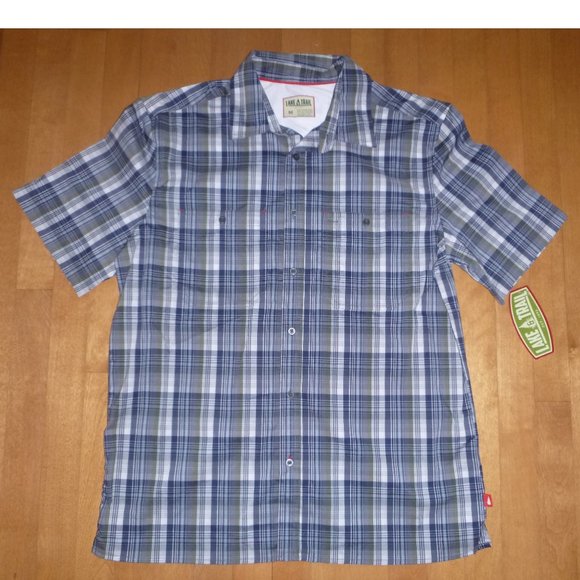Mens Lake & Trail Wicking Sports Shirt Size Medium Fast Dri Nylon Plaid NWT - Picture 1 of 1